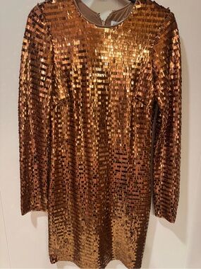 NWT Gianni Bini Copper Sequin Long Sleeve Mini Dress